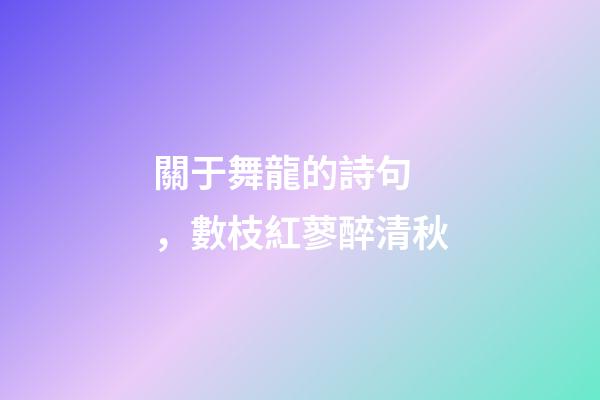 關于舞龍的詩句，數枝紅蓼醉清秋-第1張-觀點-玄機派